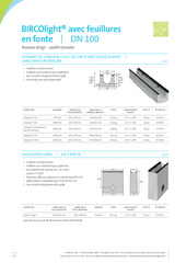 BIRCOlight® feuillures en fonte DN 100